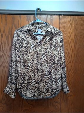 ChicosLeopard Print Long-Sleeve  Shirt - Brown/Black